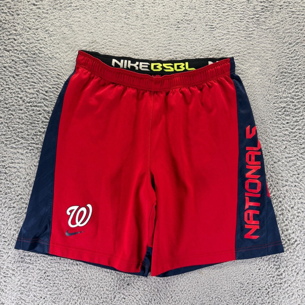 Nike Dri-Fit Shorts Mens L Red Athletic Washington Nationals MLB Baseball Sports